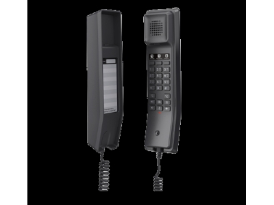 Grandstream GHP611, Черные компактные отельные IP-телефоны, 2 линии, 2 учетные записи SIP, Один порт Ethernet 10/100 Мбит/с, PoE, Без включенного источника питания.