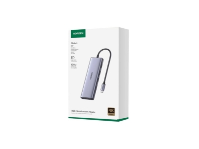 Мультифункциональный адаптер Ugreen CM498/15601 Type-C 10 в 1 Серый