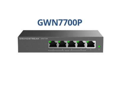 Grandstream GWN7700P, Неуправляемые сетевые коммутаторы, 5 портов Gigabit Ethernet, PoE 4 порта, настольное исполнение, крепление на стену