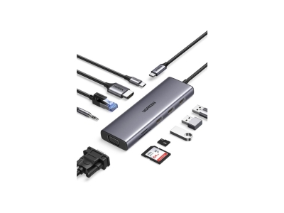 Мультифункциональный адаптер Ugreen CM498/15601 Type-C 10 в 1 Серый
