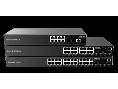Grandstream GWN7813, Управляемый сетевой коммутатор уровня 3, 24 порта GbE RJ45, 4 порта SFP+, возможность стекирования, опциональный резервный блок питания