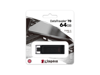 USB-накопитель Kingston DT70/64GB 64GB Type-C Чёрный