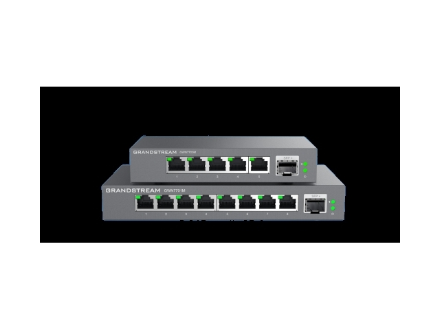 Grandstream GWN7701M, Неуправляемые сетевые коммутаторы, 8 портов 2.5 Гигабит Ethernet, 1 порт SFP+, Настольное устройство, крепление на стену.