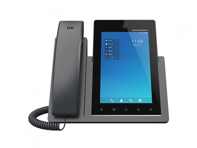 Grandstream GXV3470 - мощный настольный видеотелефон для корпоративных пользователей, 7-дюймовый сенсорный экран с разрешением 1280x800, 16 линий с возможностью подключения до 16 учетных записей SIP.
