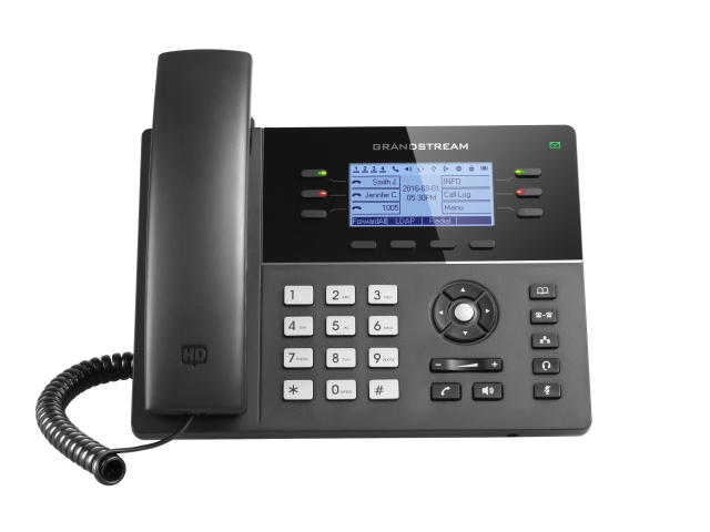 Grandstream GXP1760, Средний HD IP телефон, 6 клавиш для линий, 3 учетных записи SIP, 24 программируемые клавиши BLF/speed dial, HD (с блоком питания)