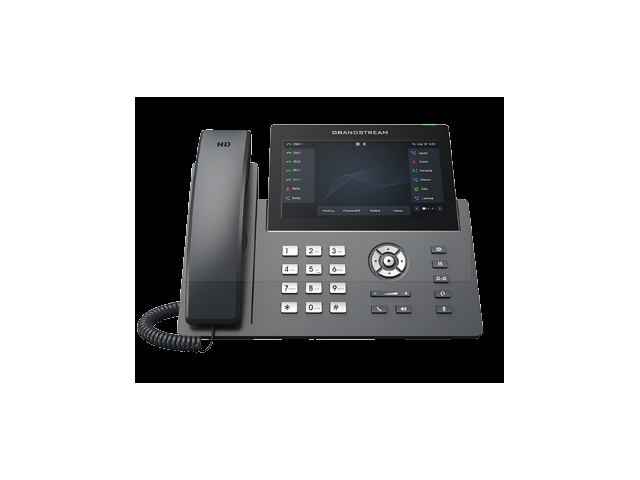 Grandstream GRP2670, 6 учётных записей SIP, 12 линий, 7-дюймовый (1024×600) емкостный сенсорный TFT LCD экран, 32 программируемые клавиши с LED индикаторами и 10 многокомандных клавиш, облачная настройка и управление