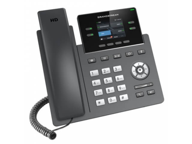 IP телефон Grandstream GRP2612 представляет собой недорогой и надежный VoIP-телефон, который поддерживает 2 линии, а также имеет ЖК-дисплей с разрешением 2,8 дюйма. Телефон оснащен двумя портами Ethernet, поддерживает PoE и имеет HD звуковое качество.