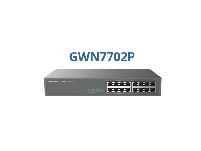 Grandstream GWN7702P, Неуправляемый сетевой коммутатор, 16 портов GbE RJ45, 8 портов PoE 802.3 af/at.