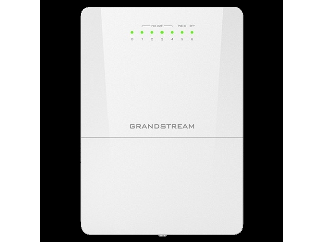 Grandstream GWN7710R, Управляемый коммутатор Layer 2 Lite с облачным управлением, 1x 2.5G SFP, 5x GbE, 4x PoE/PoE+ или пассивный PoE, максимальный бюджет 100 Вт, защита от скачков напряжения до 6 кВ.