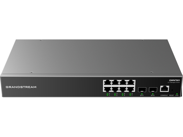 Grandstream GWN7801, Enterprise Layer 2+ Managed Network Switch, 8-ports Gigabit Ethernet, 2-SFP, Desktop, wall-mount