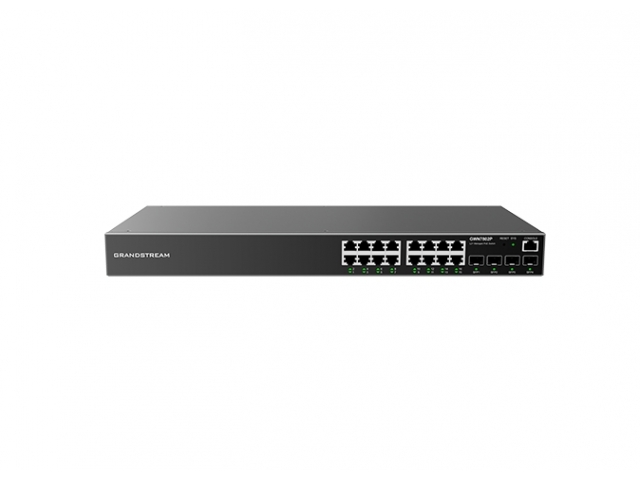 Grandstream GWN7802P, Enterprise Layer 2+ Managed Network Switch, 16-ports Gigabit Ethernet, PoE/PoE+ (240W), 4-SFP,Desktop, wall-mount, or rack-mount